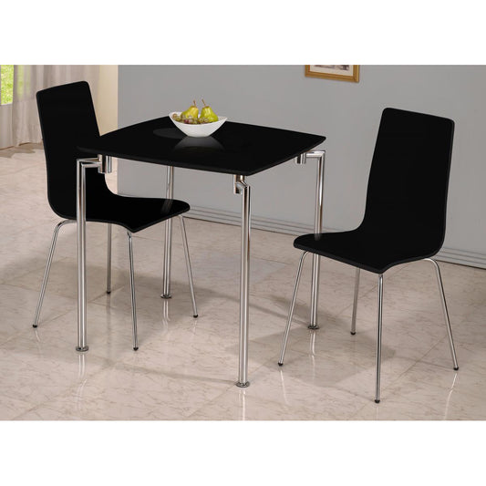 Fiji High Gloss Small Dining Set with 2 Chairs Black
