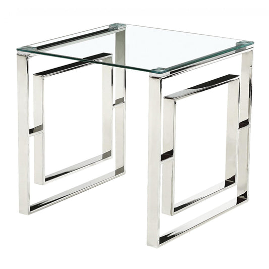 Memphis Silver Clear Glass Lamp Table